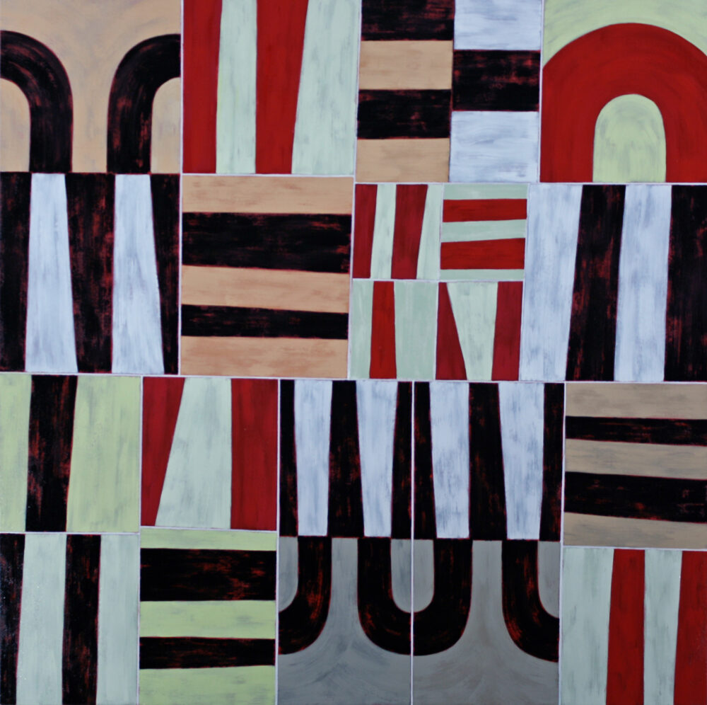 "Roman stripes V", oil on canvas, 45" x 45"