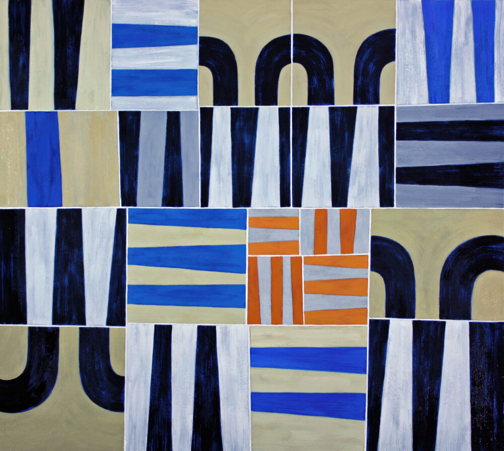 "Roman stripes VII", oil on canvas,  37" x 42"