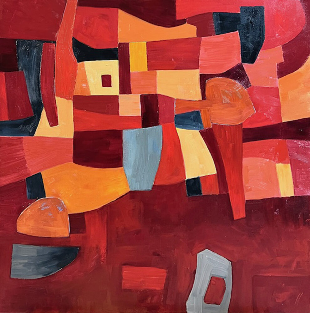 "Red Village", oil on canvas, 24" x 24"